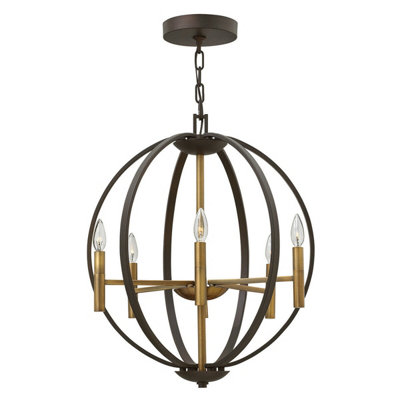 Elegant 6 Bulb Spanish Bronze Ceiling Pendant Light with E14 LED Compatibility
