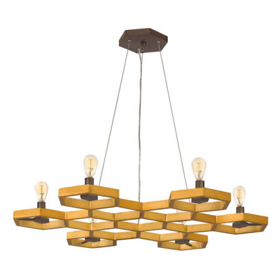 Elegant 6 Bulb Sunset Gold Ceiling Pendant Light with E14 LED Fitting
