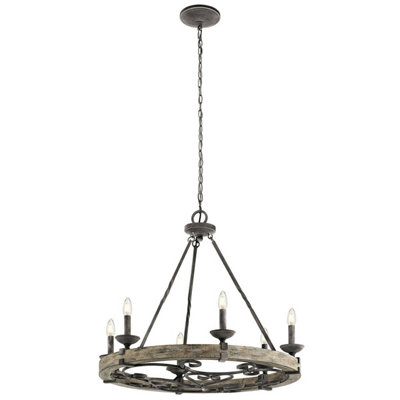 Elegant 6 Bulb Weathered Zinc Chandelier Pendant Light with LED E14
