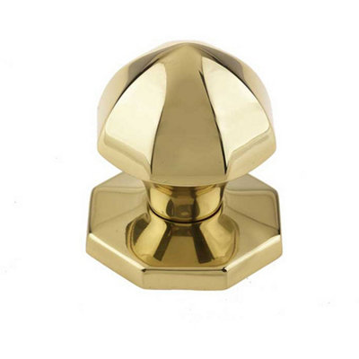 Elegant 65mm Polished Brass Centre Door Knob for Stylish Interiors - External Front Door Knob
