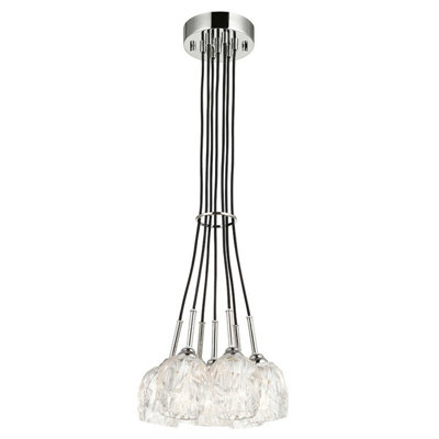 Elegant 7 Bulb Chandelier Ceiling Light in Highly Polished Nickel with LED G9 Bulbs