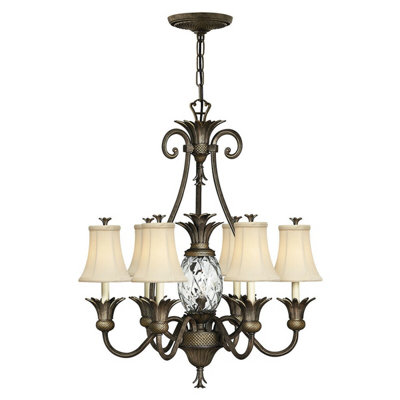 Elegant 7 Bulb Pearl Bronze Chandelier Pendant Light with LED E14 Bulbs