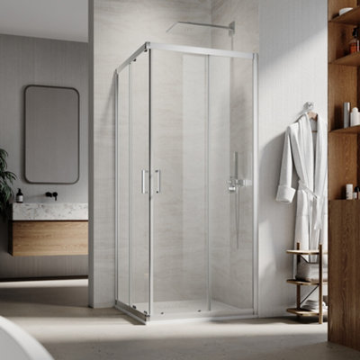ELEGANT 760 x 760mm Square Corner Shower Enclosure, Sliding Reversible ...