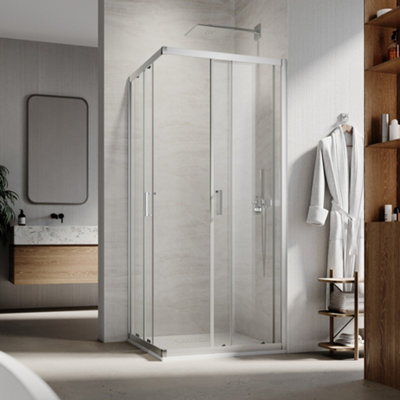 ELEGANT 760 x 760mm Square Corner Shower Enclosure, Sliding Reversible ...