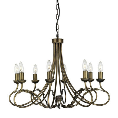 Elegant 8 Bulb Black Gold Chandelier Pendant Light with LED E14 60W Bulbs