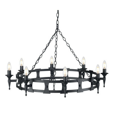 Elegant 8 Bulb Black LED Chandelier Pendant Light for Modern Interiors