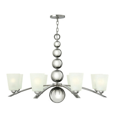 Elegant 8 Bulb Chandelier Ceiling Light in Highly Polished Nickel Finish