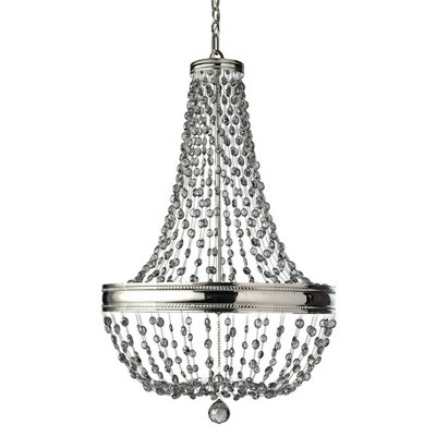 Elegant 8 Bulb Chandelier Ceiling Light in Polished Nickel Finish with LED E14 60W Bulbs