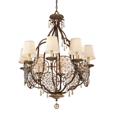 Elegant 8 Bulb Chandelier in Oxidized Bronze Finish for LED E27 Bulbs