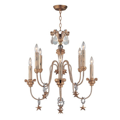 Elegant 8 Bulb Gold and Silver Chandelier with LED E14 60W