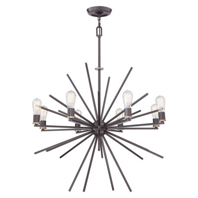 Elegant 8 Bulb LED Chandelier Pendant Light in Western Bronze Finish