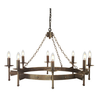 Elegant 8 Bulb Old Bronze Chandelier Pendant Light with LED E14 60W Bulbs