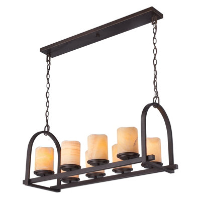 Elegant 8 Bulb Semi Flush Light in Palladian Bronze with LED E27 100W Bulbs