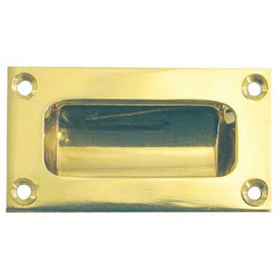 Elegant 89mm Polished Brass Flush Pulls for Sliding Doors and Drawers - Recessed Door Handle