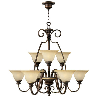 Elegant 9 Bulb Antique Bronze Chandelier with LED E27 Bulbs for Stunning Home Decor