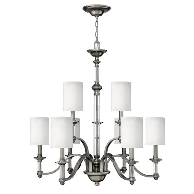 Elegant 9 Bulb Brushed Nickel Chandelier with LED E14 60W Bulbs