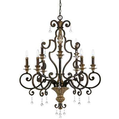 Elegant 9 Bulb Heirloom Chandelier Pendant Ceiling Light with LED E14 60W Bulbs