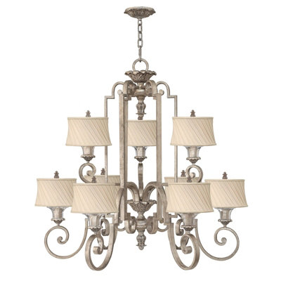 Elegant 9-Bulb Silver Leaf Chandelier Pendant Light with LED E27