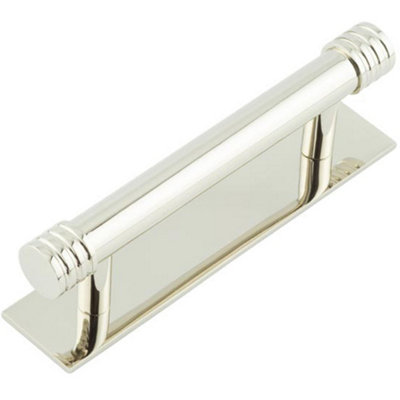 Elegant 96mm Polished Nickel Cabinet Handle with Backplate - Kitchen Drawer Pull Handle