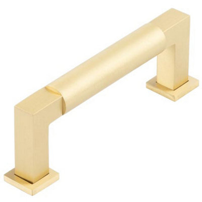 Elegant 96mm Satin Brass Round Cabinet Handle for Modern & Traditional Cabinets - Kitchen Drawer Pull Handle