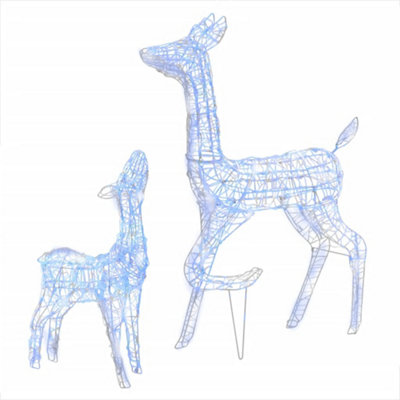 Elegant Acrylic Reindeer Family Christmas Decoration 160 LED Blue