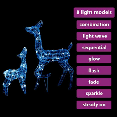 Elegant Acrylic Reindeer Family Christmas Decoration 160 LED Blue