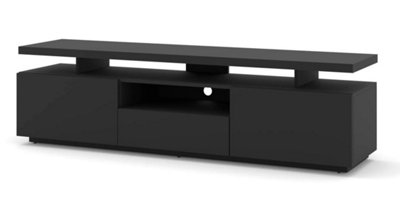 Elegant Adam TV Cabinet H510mm W1800mm D400mm in Black with Hinged Doors, Drawer, and Cable Management