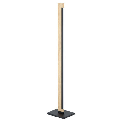 Elegant Adjustable Floor Lamp with Black and Brown Finish, White Shade, 22W LED Bulb Included