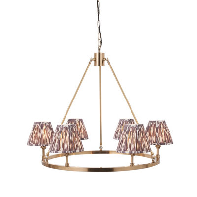 Elegant Aged Brass and Pearl Grey Hanging Pendant Light for Home Decor