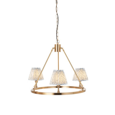 Elegant Aged Brass Ceiling Pendant Light with Shell Bay Blue Shades