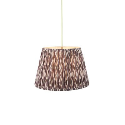 Elegant Aged Brass Hanging Ceiling Pendant Light with Green Cable and Pearl Grey Shade
