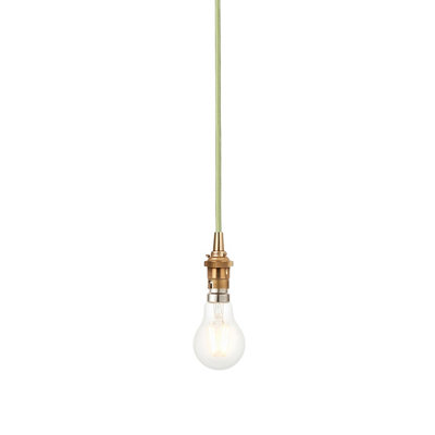 Elegant Aged Brass Hanging Ceiling Pendant Light with Green Flex for Modern Homes