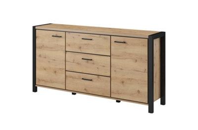 Elegant Aktiv 26 Sideboard Cabinet 1800mm in Oak Taurus & Black Matt - Modern Storage Solution H910mm D410mm