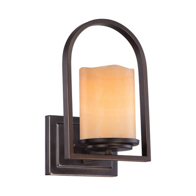 Elegant Amber Onyx Wall Light with Palladian Bronze Finish - LED E27 100W