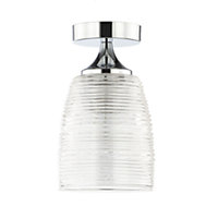 Elegant and Classic Chrome Plated IP44 Bathroom Ceiling Light with Swirl Glass