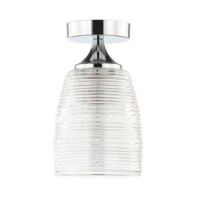 Elegant and Classic Chrome Plated IP44 Bathroom Ceiling Light with Swirl Glass