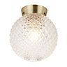 Elegant and Sleek Globe IP44 Bathroom Ceiling Light Fitting in Antique Brass