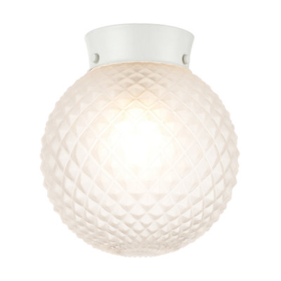 Elegant and Sleek Globe IP44 Bathroom Ceiling Light Fitting in White Gloss