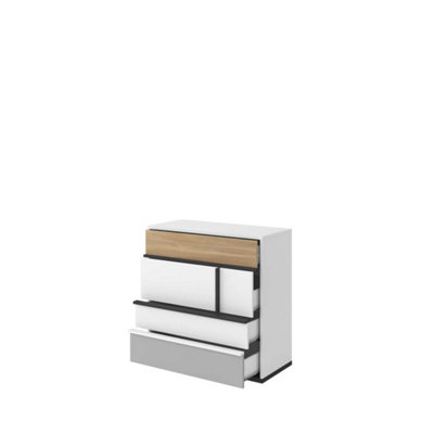 Elegant and Spacious Imola Chest of Drawers in White, Grey and Oak (H)900mm (W)900mm (D)400mm - Perfect for Bedroom Storage