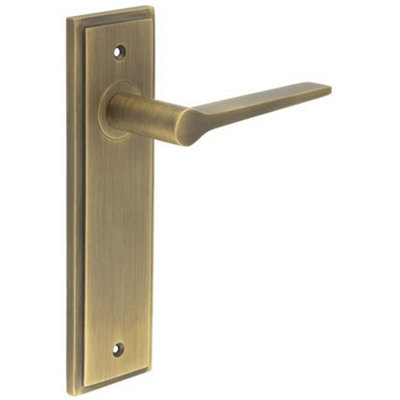 Elegant Antique Brass Door Handle Latch Backplate for Modern Homes - Solid Brass Interior Handle