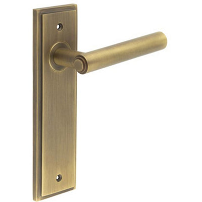 Elegant Antique Brass Door Handle Latch Backplate for Timeless Appeal - Solid Brass Interior Lever