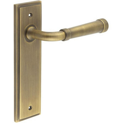 Elegant Antique Brass Door Handle Latch Backplate for Timeless Style - Solid Brass Interior Handle
