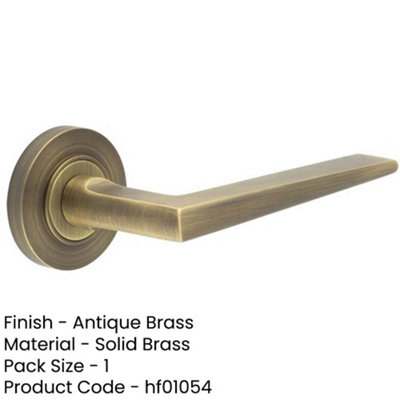 Elegant Antique Brass Door Handle on Plain Rose for Residential and Commercial Use - Solid Brass Interior Handle