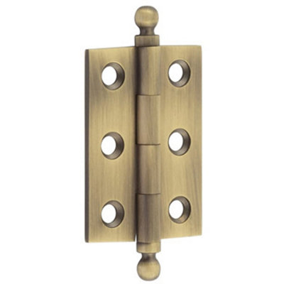 Elegant Antique Brass Finial Hinge 50x35mm for Cabinet Doors - Solid Brass - Door Hinges