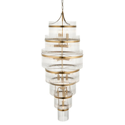 Elegant Antique Brass Hanging Pendant Light with Clear Glass Accents