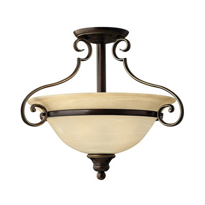Elegant Antique Bronze 2 Bulb Semi Flush Light with LED E27 60W Bulbs
