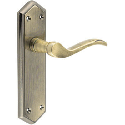 Elegant Antique Bronze Suite Door Handle with Latchplate - Interior Lever on Backplate