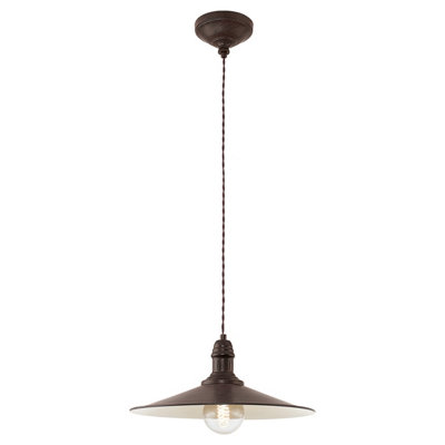 Elegant Antique Brown & Beige Steel Pendant Light with E27 Bulb Socket