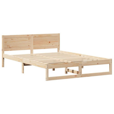 Elegant Bed Frame Natural Wood Solid Pine Wood 160 x 200 cm Durable