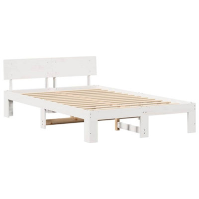 Elegant Bed Frame with Headboard White 120x200 cm Solid Pine Wood